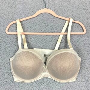 Ambrielle Strapless Bra 40D Beige Nude Multiway Convertible Underwire Lace